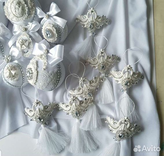 Новогодние елочные игрушки шары в бархате