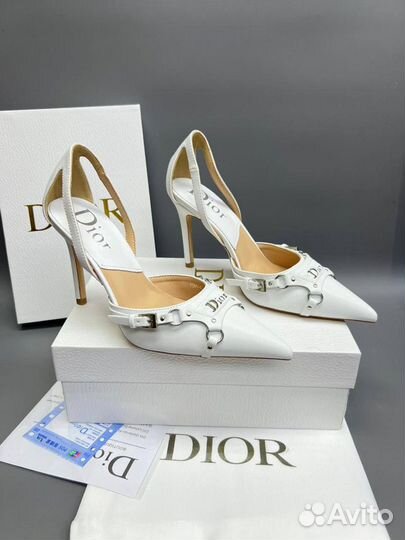 Туфли Dior белые каблук 10см 36-40