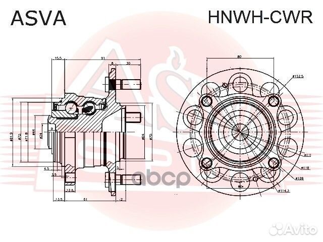 Ступица колеса зад прав/лев hnwhcwr asva