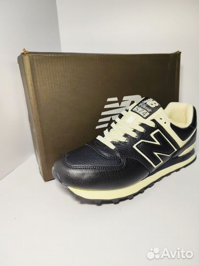 Кроссовки мужские New Balance 574 черные кожаные