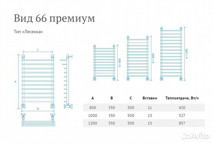 Полотенцесушитель Вид 66 премиум Лесенка 100*50*55