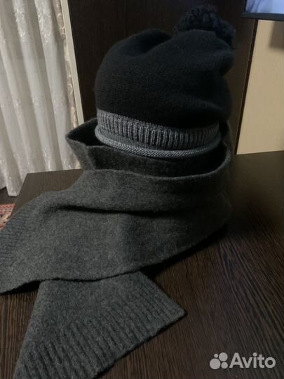 Шапка и шарф шерсть новое унисекс