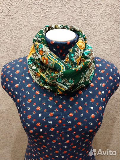Снуд из павловопосадского платка. Ручная работа