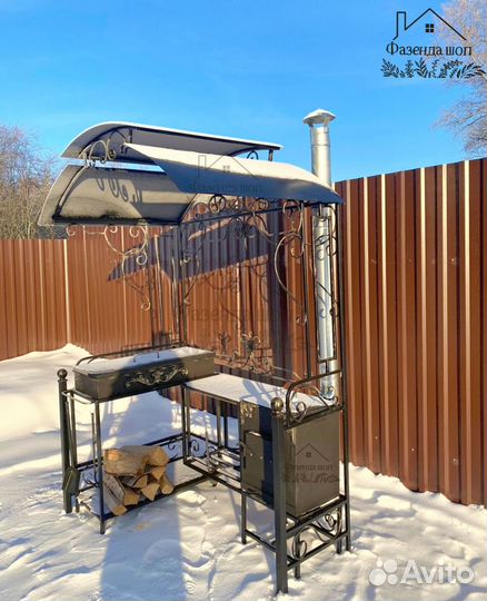 Мангал с печью под казан