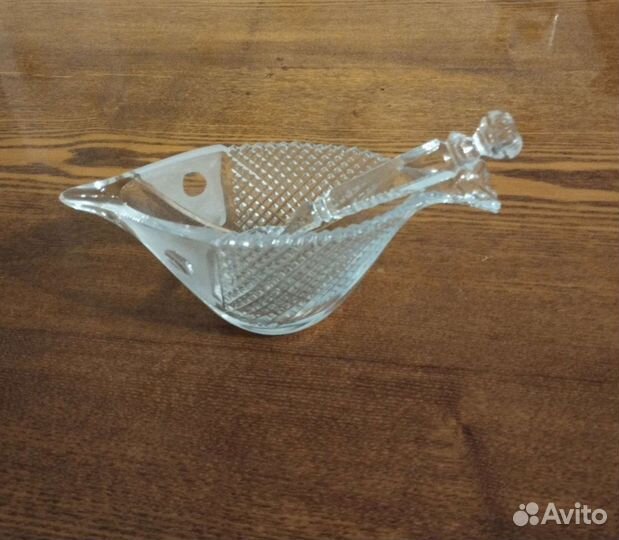Хрустальная посуда СССР. Икорница с ложкой