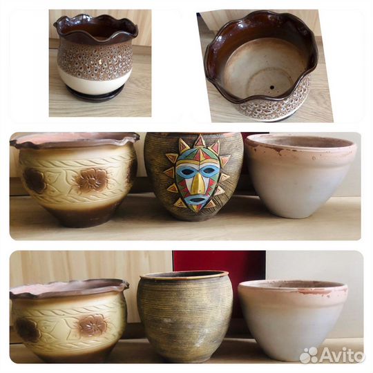 Цветочные горшки пластик, керамика, глина, опоры