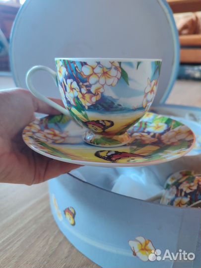 Чайный кофейный сервиз кружки блюдца