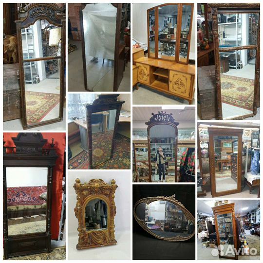 Зеркало антикварное в деревянной раме
