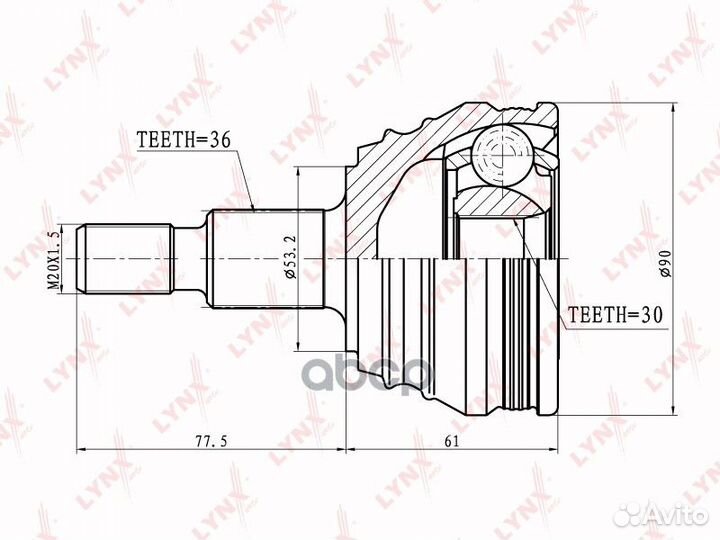 Шрус наружный перед прав/лев CO8002 lynxauto