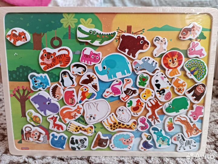 Развивающая игрушка магнитный зоопарк, пазл