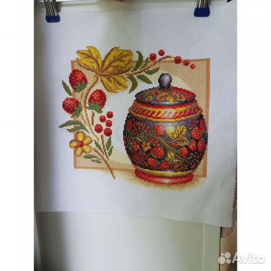 Готовая вышивка крестом хохлома