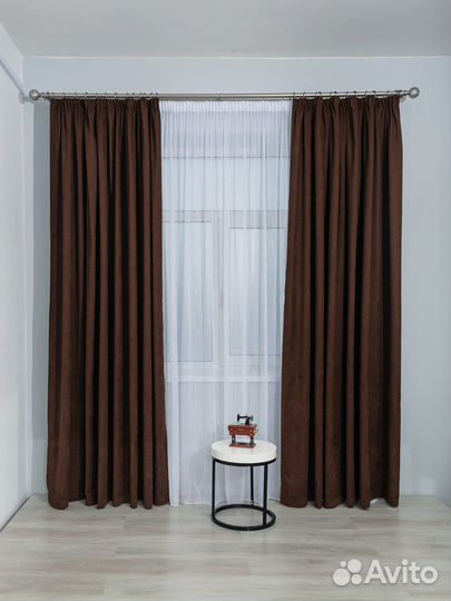 Готовый комплект штор велюр-канвас