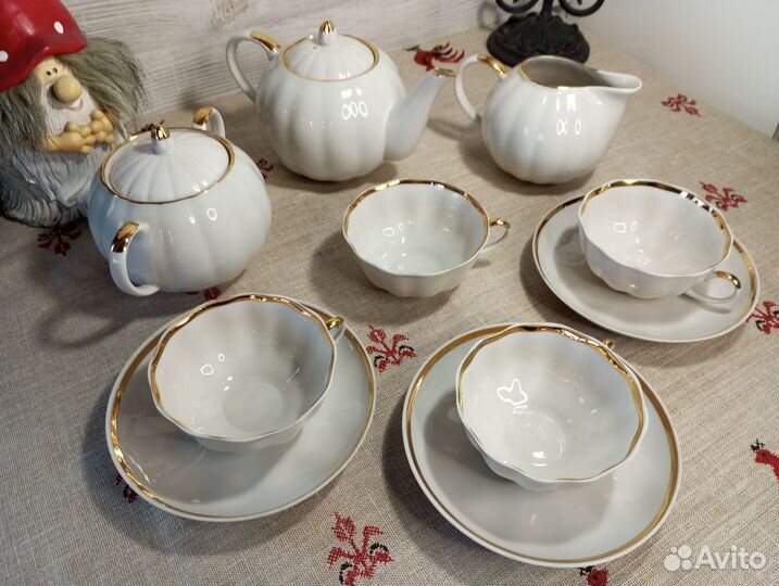 Чaйные cepвизы Дулевo Золотая лента, Кленовый лист