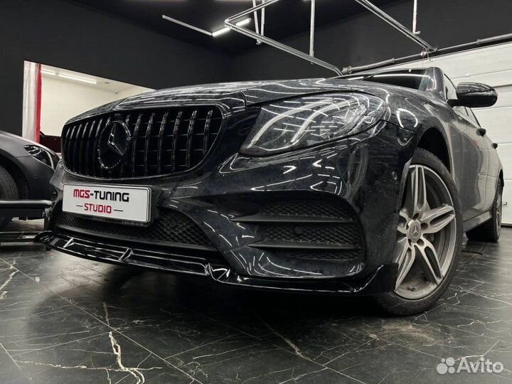 Решетка+ губа переднего бампера E-class W213 16-20