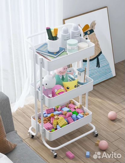 Стеллаж этажерка на колесиках 3 секции