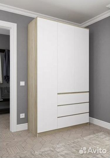 Шкаф Мори 3-х створчатый сонома/белый