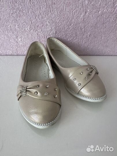 Балетки туфли золотистые