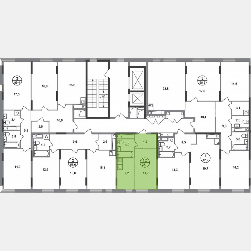 Квартира-студия, 27,1 м², 11/17 эт.