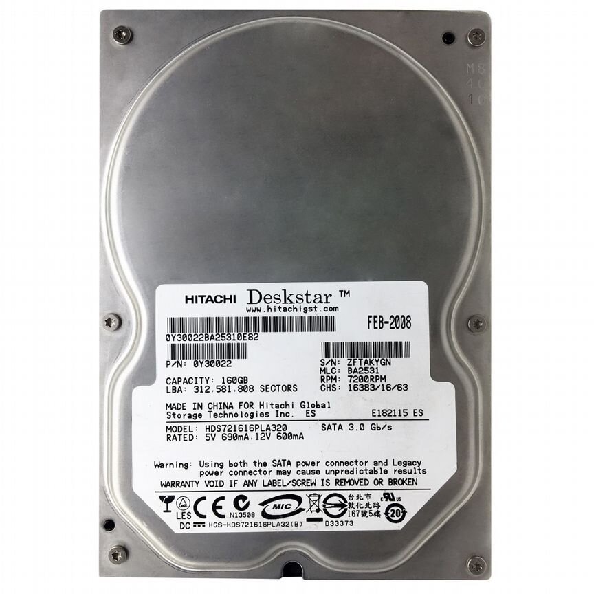 [HDS721616PLA320] Жесткий Диск Hitachi 160gb Hds721616pla320