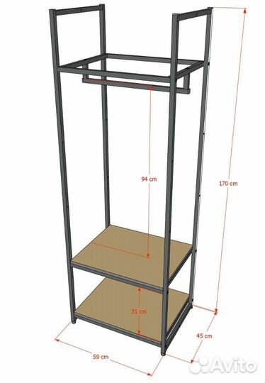 Стеллаж для одежды в стиле Лофт A1760-09-чдс