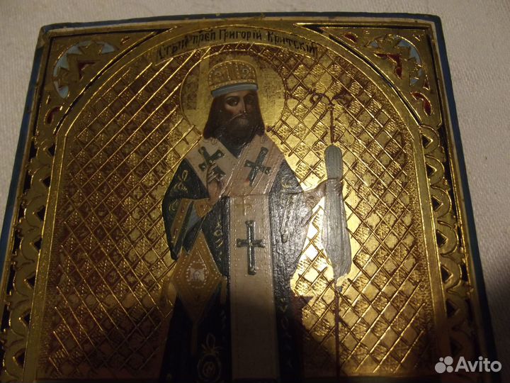 Икона Св. Преподобный Григорий Критский на золоте