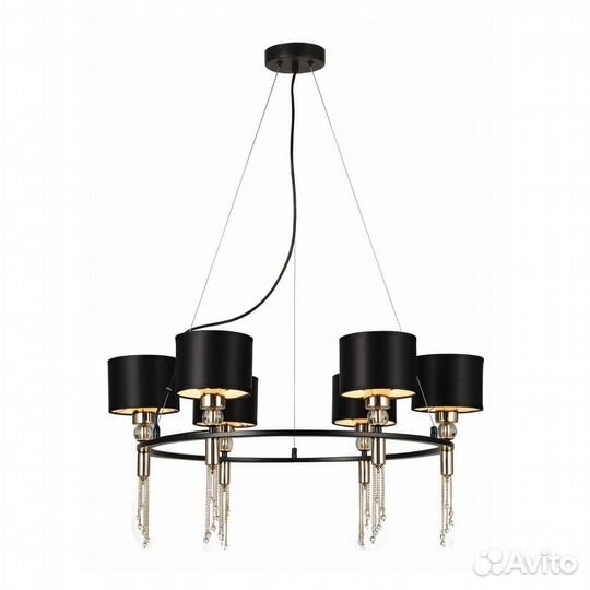 Люстра подвесная металл и текстиль в спальню