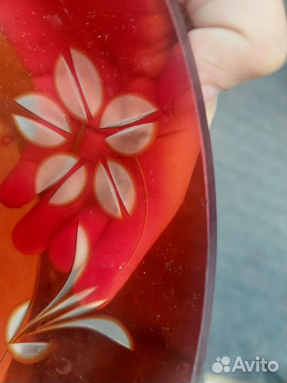 Ваза салатник цветное рубиновое стекло СССР