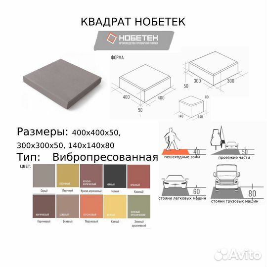 Тротуарная плитка/брусчатка/бордюры Нобетек
