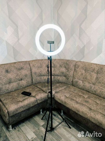 Кольцевая лампа для селфи 26см со штативом 200см
