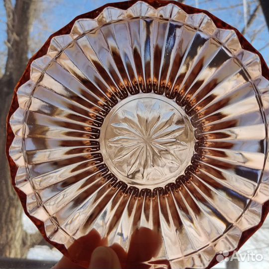 Вазочка и розетки Люкс Цветное стекло Винтаж