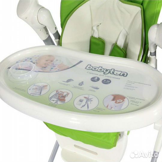Стульчик-качели Babyton 2в1 зелёный с пультом д/у