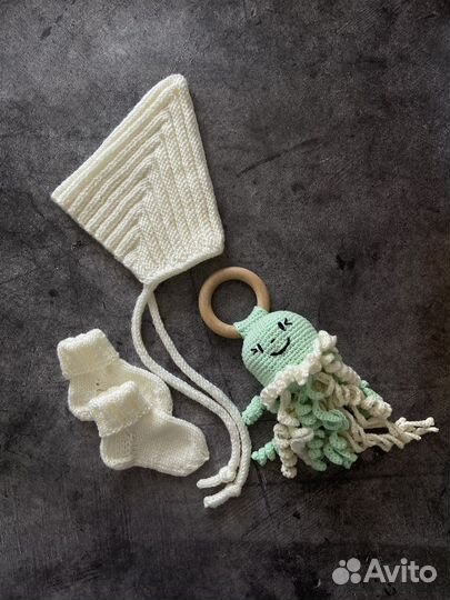 Комплект для малыша, погремушка, мишка