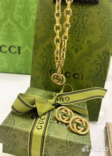 Комплект gucci серьги колье браслет