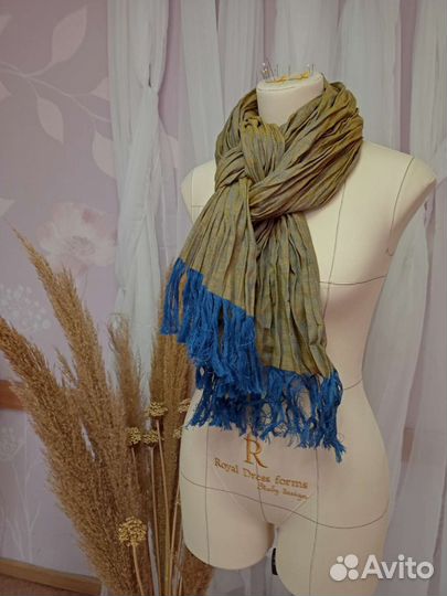 Льняной шарф 75х200см меланж