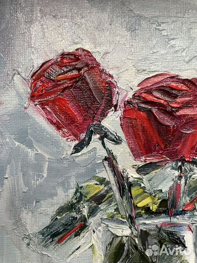 Картина маслом на холсте Розы, букет цветов