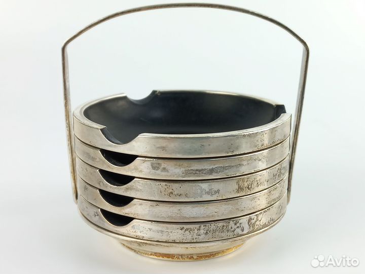 Набор пепельниц. Германия, XX в. Серебро, бакелит