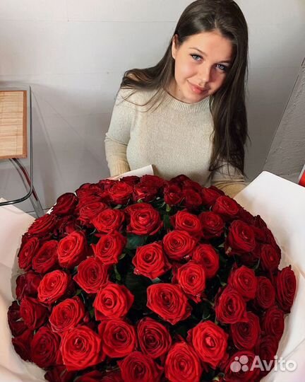 101 роза красная Роскошный букет