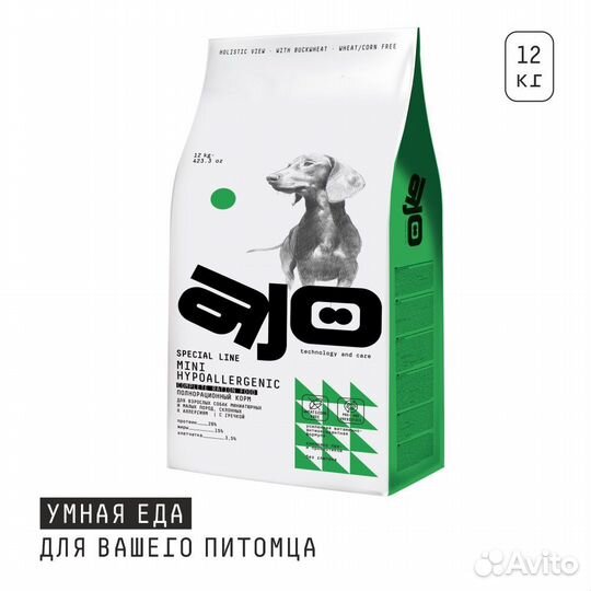 AJO Полнорационный сухой корм с гречкой для взросл