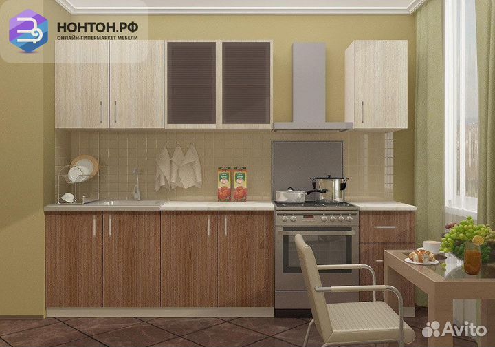 Кухня Катя 2 м ясень шимо темный / ясень шимо свет