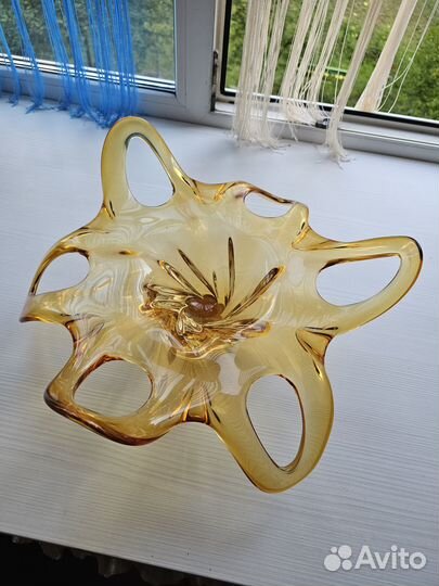 Ваза фруктовница чешское стекло в отл. состоянии