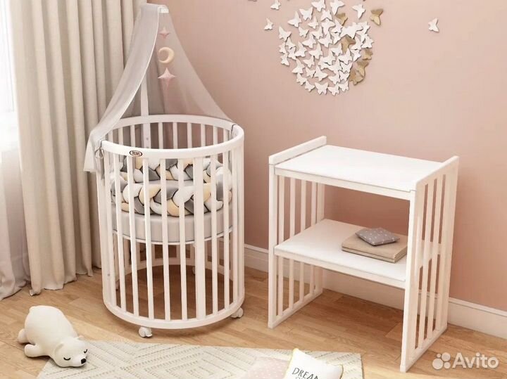 Детская кроватка 8 в 1 с двумя матрасами