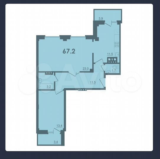 2-к. квартира, 67,5 м², 4/9 эт.