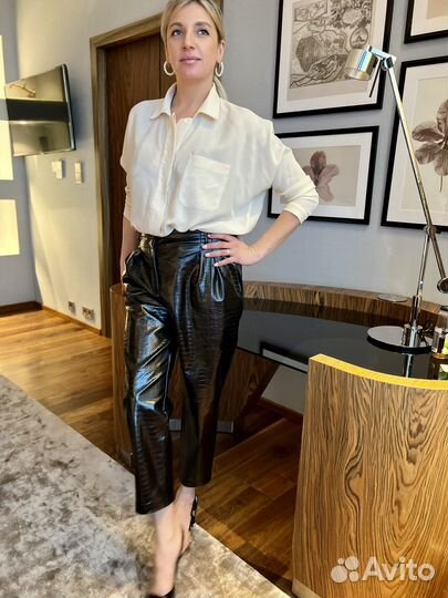 Брюки экокожа кроко Twin Set новые