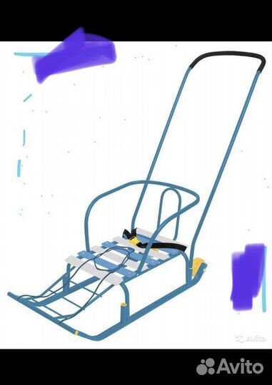 Детские санки с доп. колесами от года. Новые