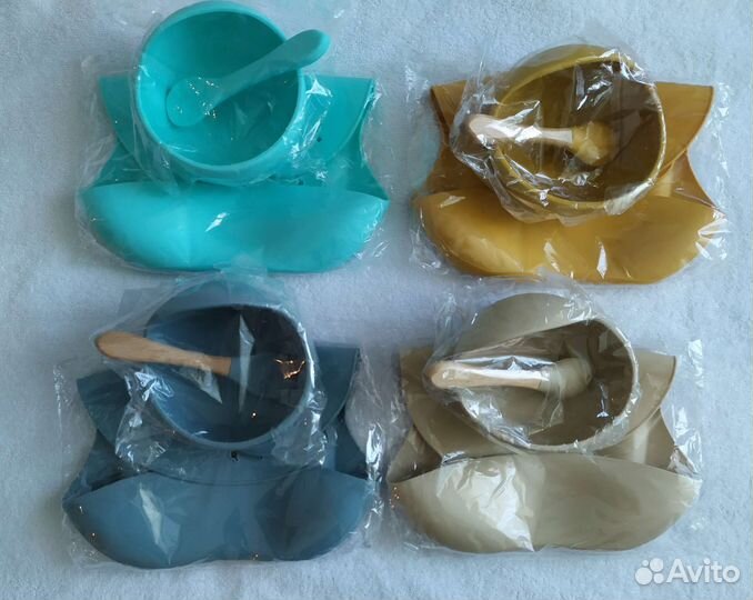 Нагрудник силиконовый тарелка ложка