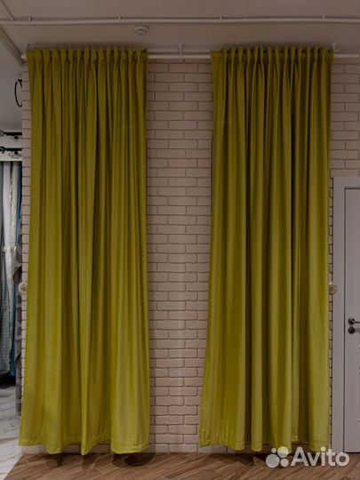 Комплект штор Бархат 2,0м + 2,0м (Лайм)
