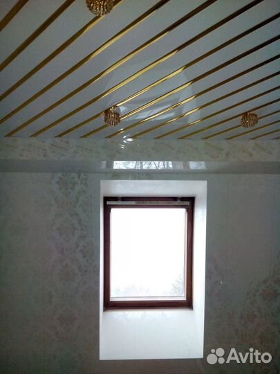 Реечные потолки. Комплект 1,72*1,5 м. Бел.гл/зол