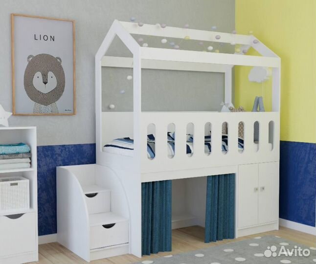 Детская кровать чердак домик