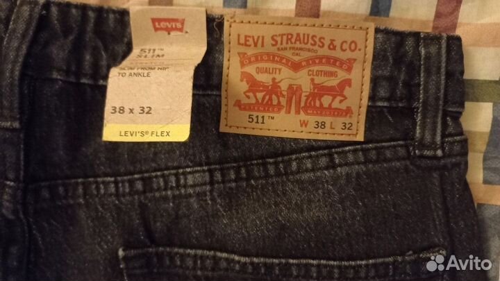 Джинсы levis 511 slim Stretch размер 38-32 чёрные