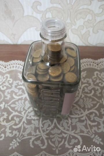 Штоф полный монет 1 рубль 1992 Г. весом 3 кг898